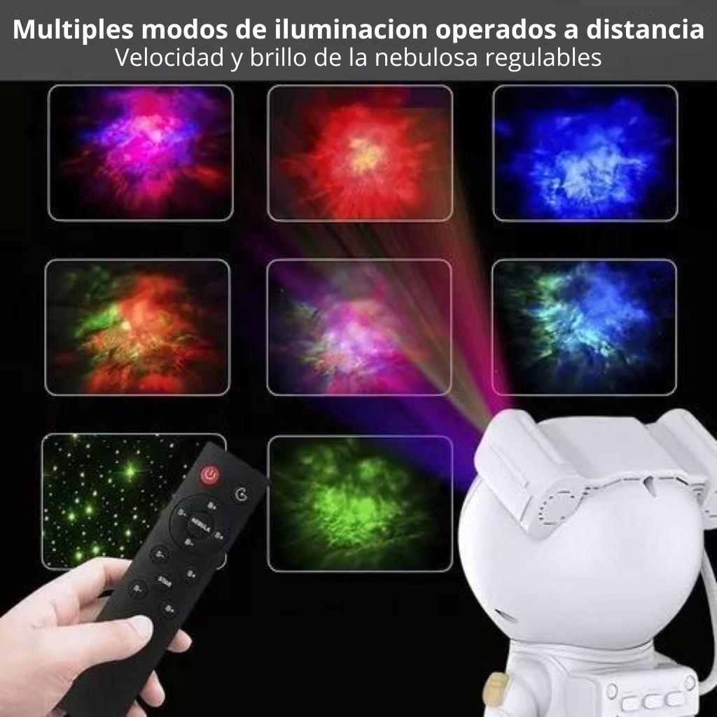 Proyector Astronauta De Galaxia Con Estrellas Led Con Control